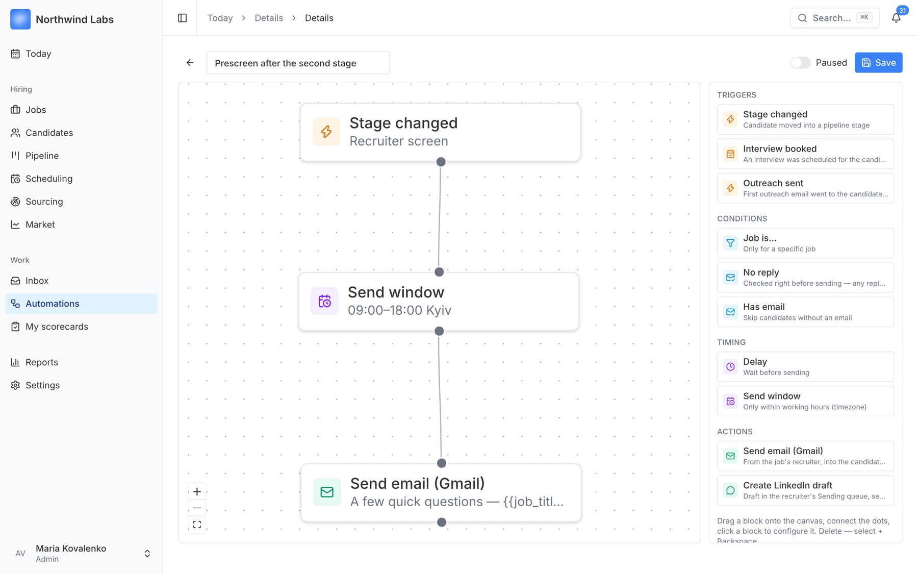 Visual automation builder
